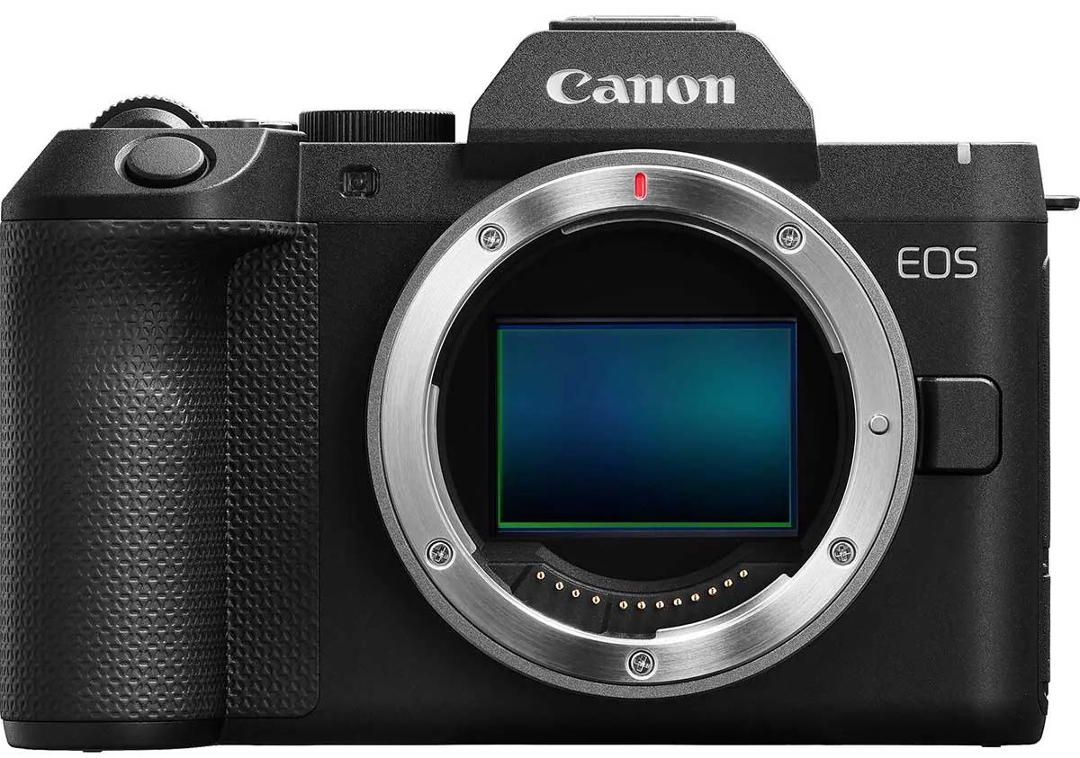 Canon EOS R8 Mark II, вид спереди без объектива.