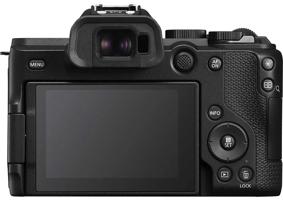 Canon EOS R8 Mark II, вид сзади: экран, электронный видоискатель и органы управления.